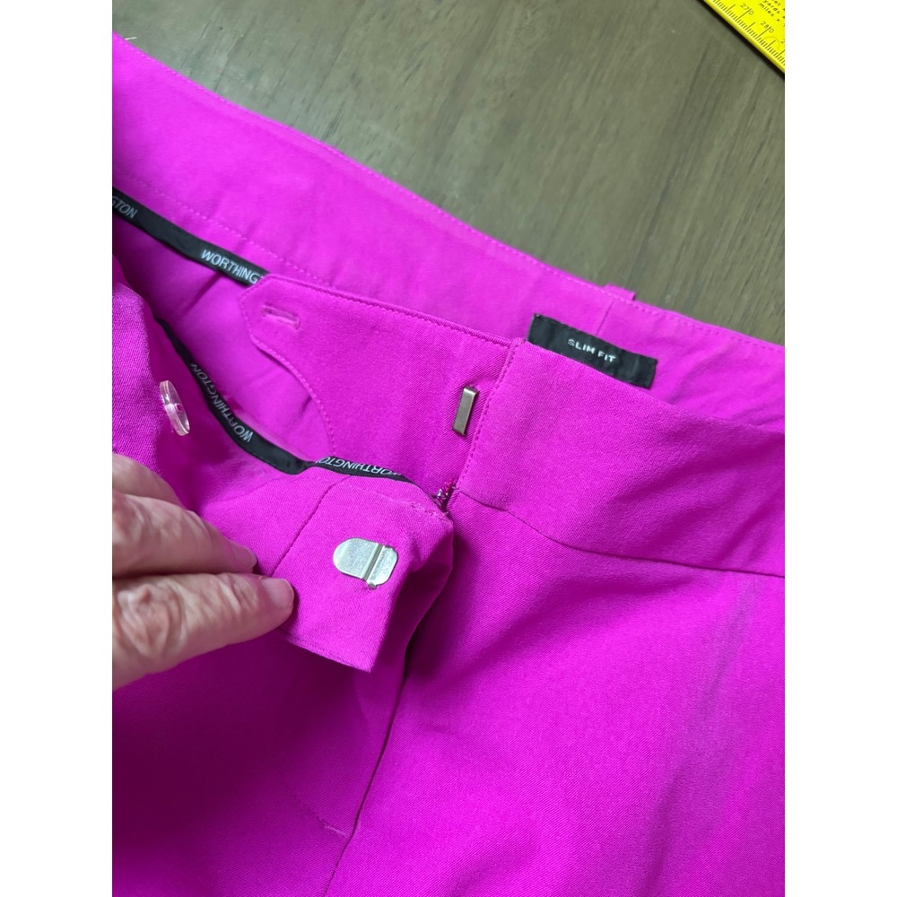 Worthington Womens Magenta Pink 2-Piece Pant Suit Blazer Slim Fit Trousers 2X - Picture 8 of 12